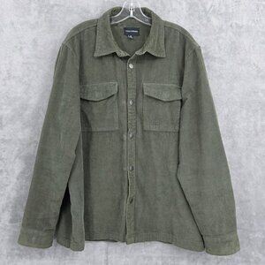 Lucky Brand Corduroy Shacket XL Olive Green Snap Down Long Sleeve Chest Pockets